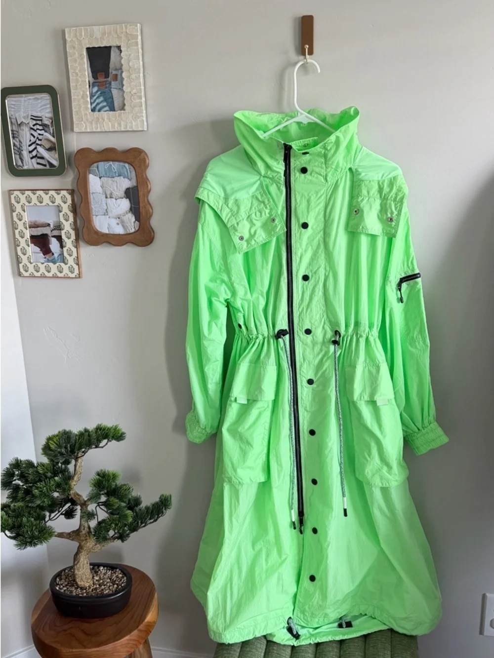 Free People Movement Aurora Maxi Windbreaker Parka in Neon Lime